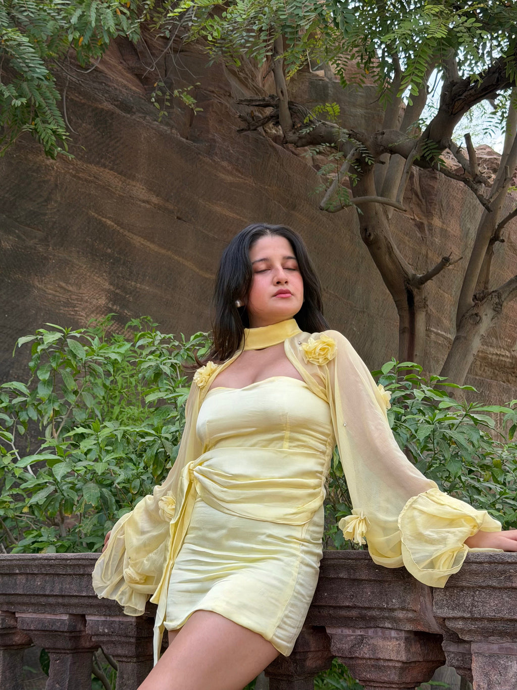 Aurelia one piece with sunflower sleeves